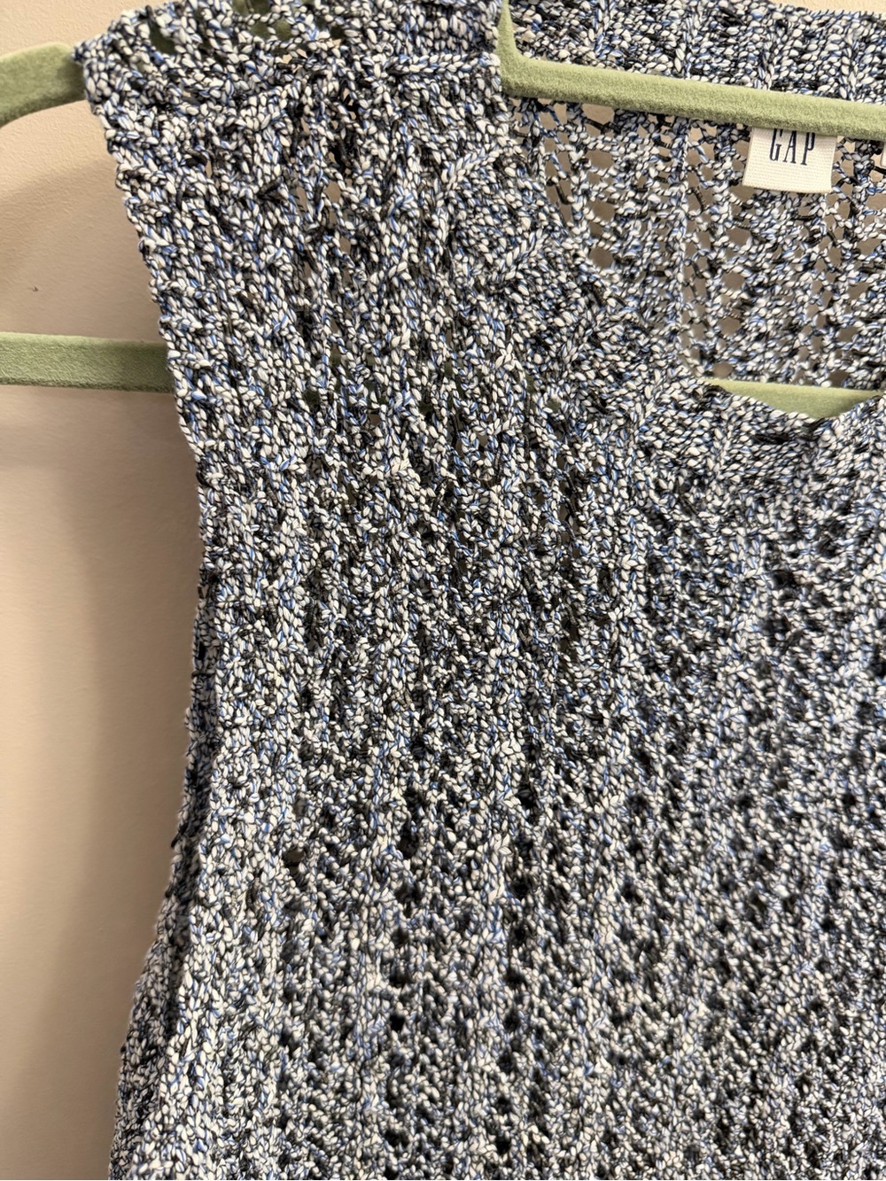 Gap open-stitch marled knit sweater tank top Sz L - Picture 2 of 7